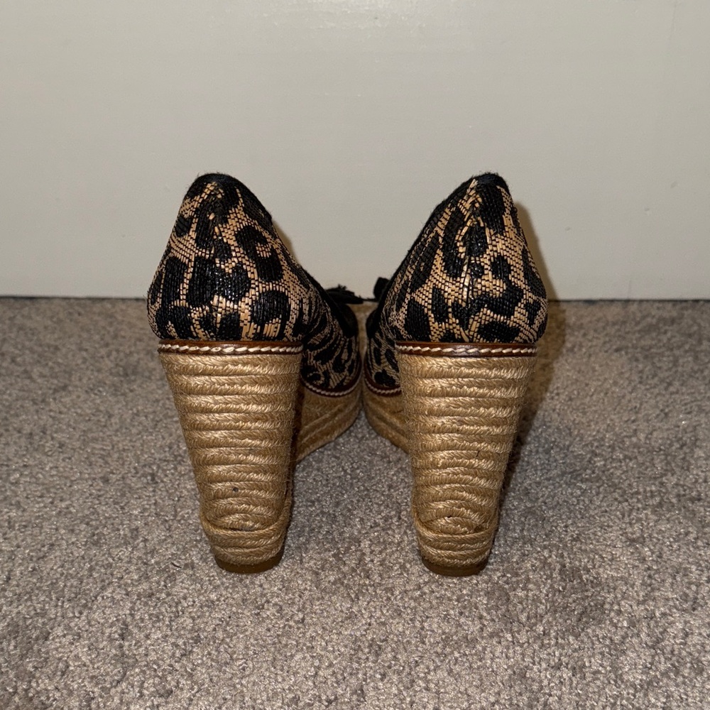 Tory Burch Jackie Peep-Toe Leopard Print Wedge Espadrilles - Picture 5 of 6